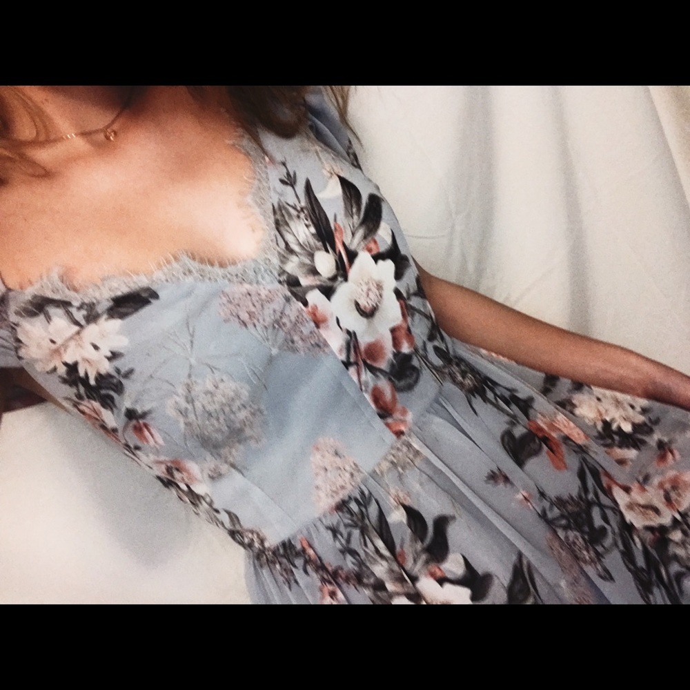Lulu's Light Blue Floral Mini Dress
